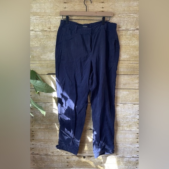 EILEEN FISHER $148 Navy Tencel Slim Zip Front Casual Pants Size S Small - Picture 1 of 5